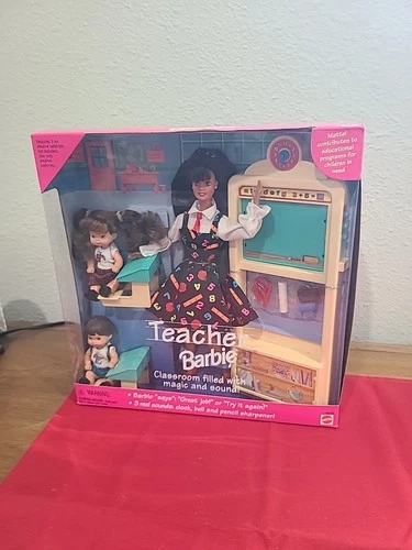 VTG Mattel Teacher Barbie 16210 Doll Classroom Play Set w/ 2 Students NEW