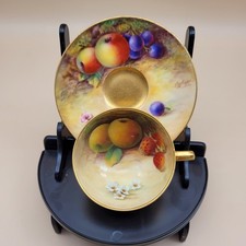 Royal Worcester Hand Painted Miniature Cup Saucer Albert Shuck Thomas Lockyer