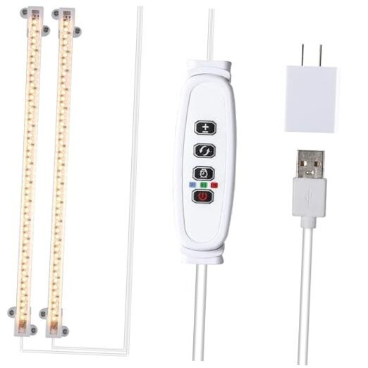 Strips, 13 Inches Grow Lights For 2 Head 1 Pack White Cable Warm