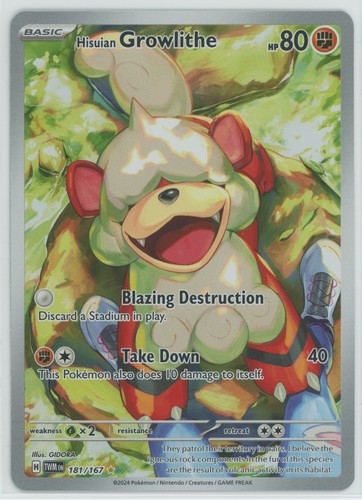 Hisuian Growlithe 181/167 Sv06: Twilight Masquerade Holo NM