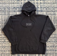 Vintage 90s NIN Nine Inch Nails Embroidered Hoodie Size XL Industrial Metal RARE
