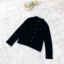 Pas de calais Wool No Collar Jacket 38/M Black Fall Winter