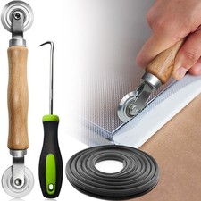 Screen Repair kit, Screen Roller Tool, Steel Roller with Bear 32ft Screen Spline