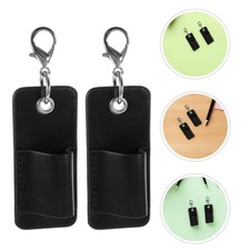 2pcs Pen Lanyard Holder Portable PU Badge Pen Clip with Keychain Anti-Lost