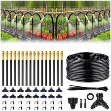 100FT Drip Irrigation System, 1/4 Inch Hose with 360° Adjustable Copper Nozzles