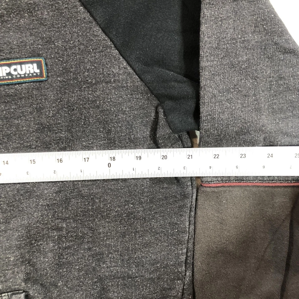 Moletom com capuz Rip Curl masculino médio preto cinza colorblock pulôver lã - Imagem 3 de 4