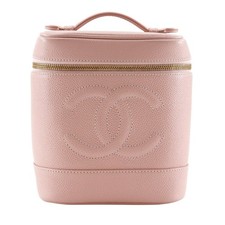 Chanel Coco Mark Caviar Skin Vanity Pouch Women Pink One Size