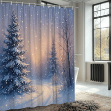 Winter Wonderland Shower Curtain - Snowy Trees and Scenic View
