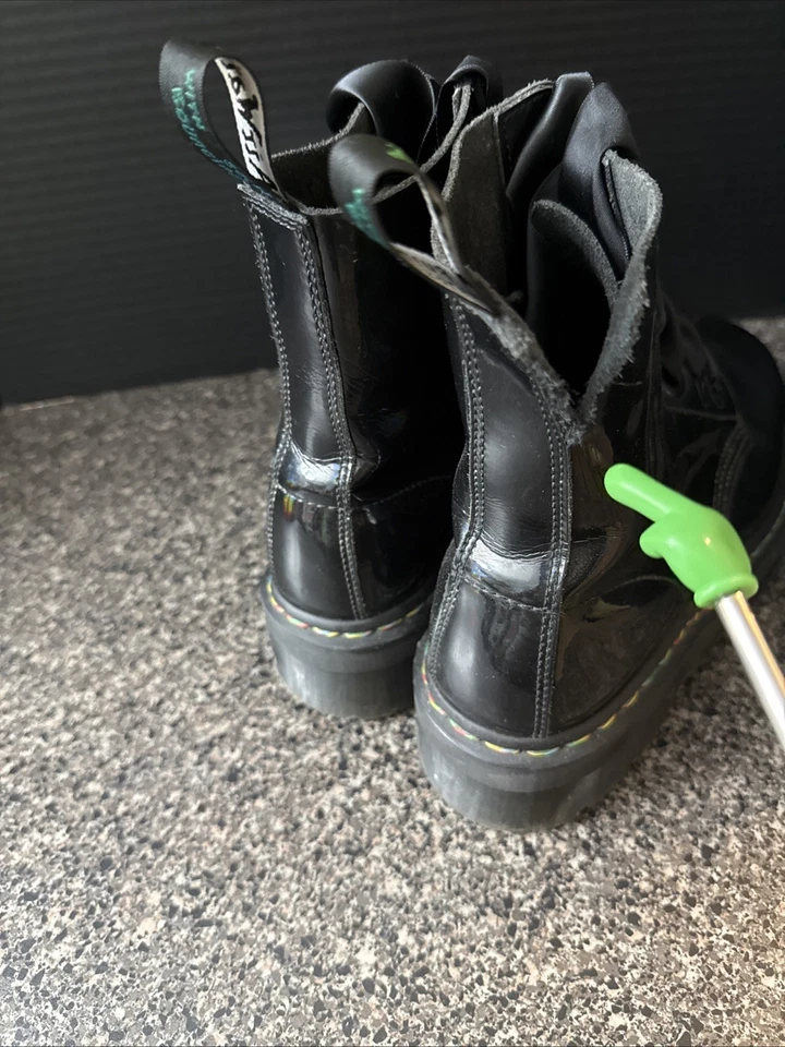 Dr. Doc Martens Molly 43 Black Rainbow Patent Leather Lace Up Boots 8W/11M ** - Image 4 of 4