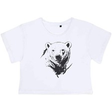 'Polar Bear Portrait' Women's Cotton Crop Tops (CO051804)