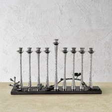 Michael Aram Black Orchid Menorah Silver Tone Judaic Jewish Decor