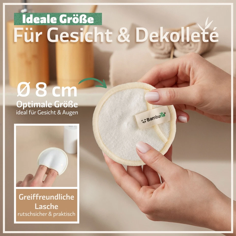 Bambuna 18 Reusable Premium Make Up Removal Pads | Washable Includes Bamboo Box - Image 4 of 4
