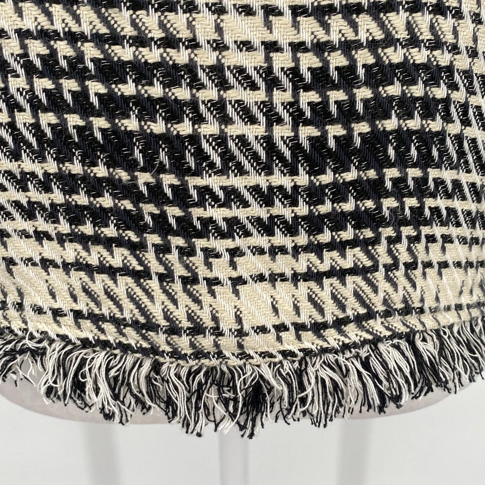 Top Maven West para mujer pequeño negro marfil pata de gallo sin mangas flecos cuadrado bohemio Foto 4 de 4