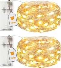 Btfarm 2 Pack Fairy Lights Battery Operated with Timer, 2M 20LED Small Sliver