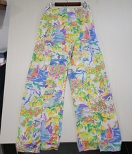 Ralph Lauren Purple Label Saunders Print Linen Voile Pants Womens 6 Artist 1990