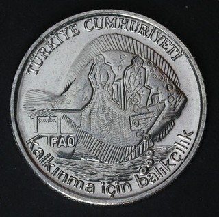 TURKEY 5 Lira 1980 Stainless Steel F.A.O. aUNC 4373