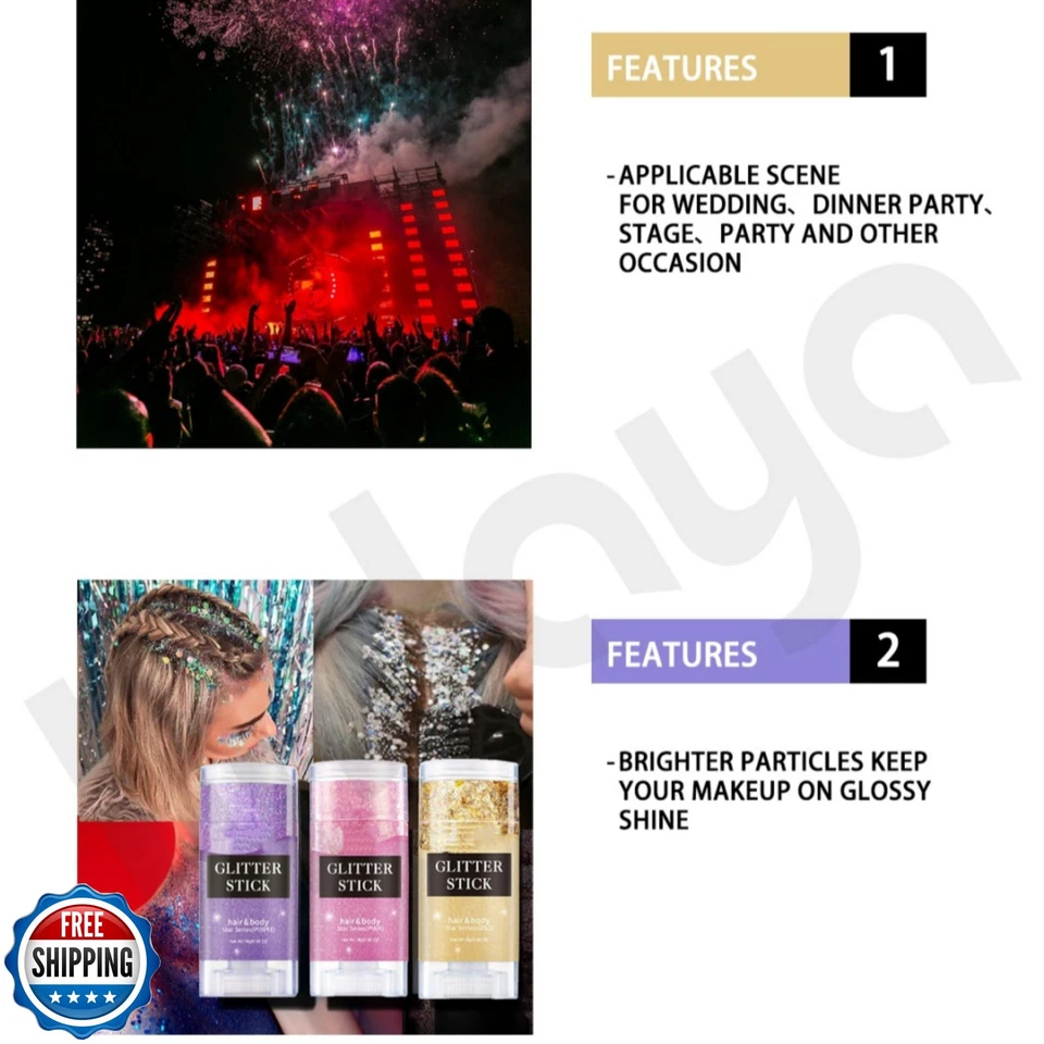 Palo Brillo Corporal Melemando 11 Colores Holográfico Sirena Lentejuelas Cara Gruesa Foto 4 de 4