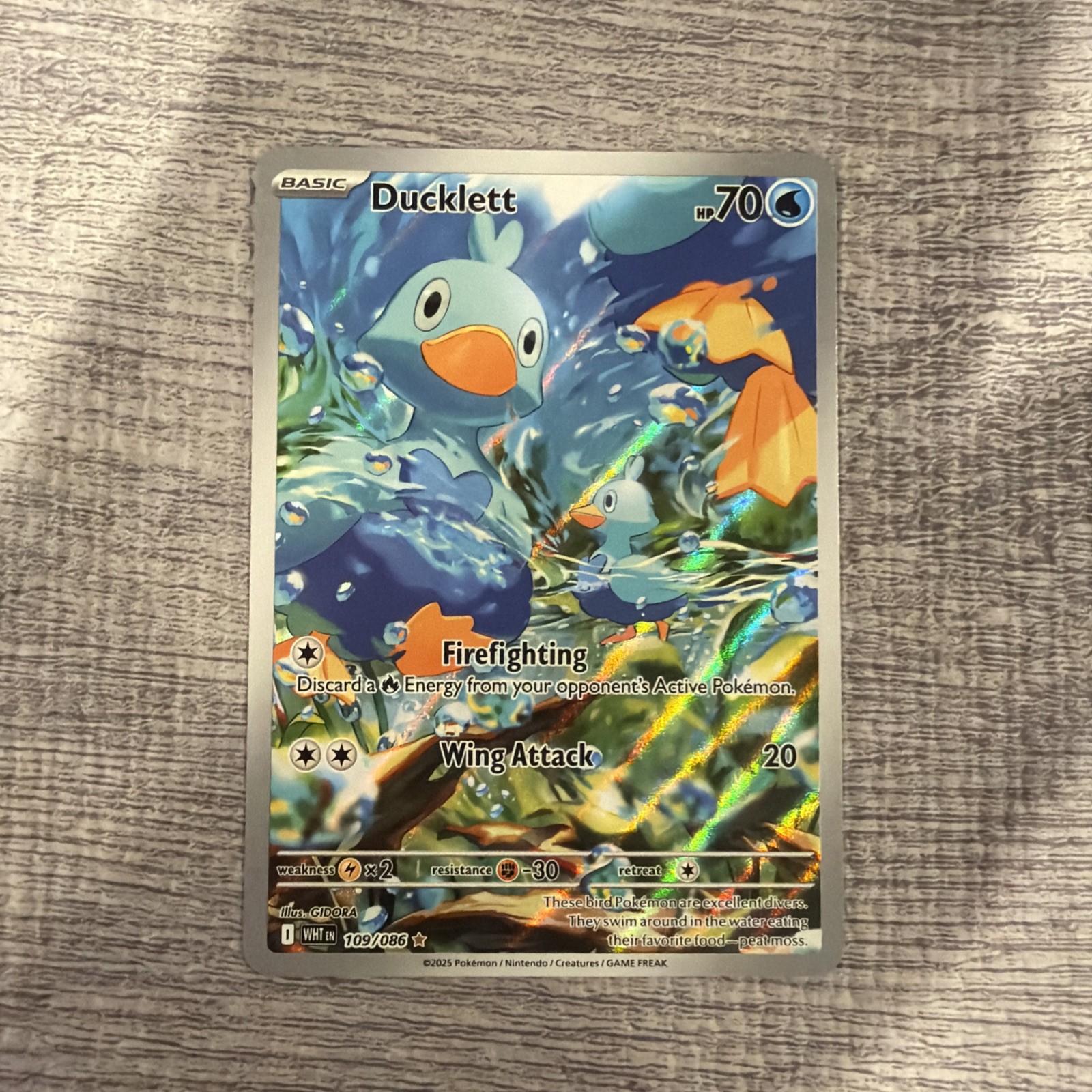 Ducklett 109/086 - Holo Full Art Rare Pokemon White Flare