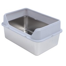 High Sided Stainless Steel Cat Litter Box For Big Cats