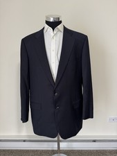 Ermenegildo Zegna mens 48R navy blue solid 100 wool 2-button suit jacket EUC
