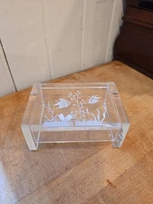Jewelry Trinket Box AQUARIUM SCENE Reverse Carved Acrylic Mid Century 1950s