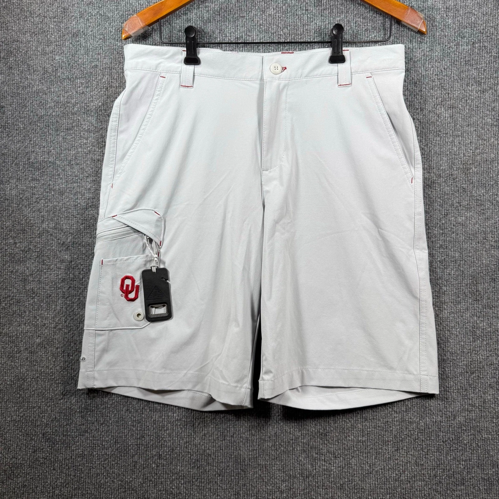 Columbia PFG NWT Terminal Tackle II OU Shorts Men's 32 Light Gray Zip Pockets