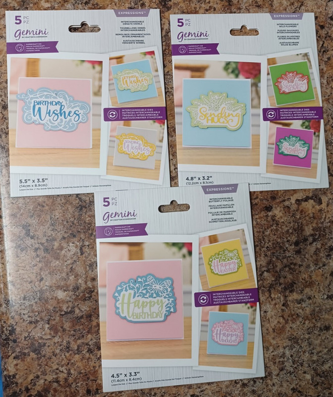 Crafter's Companion SET-OF-3 Decorative Trio Dies 749379 (9 Sentiments 3 Frames)