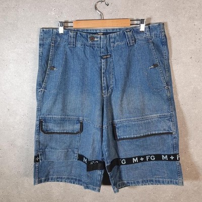 Vintage Le Jean De Marithe Francois Girbaud Baggy Y2K Jorts Shorts Herren W38 Blau