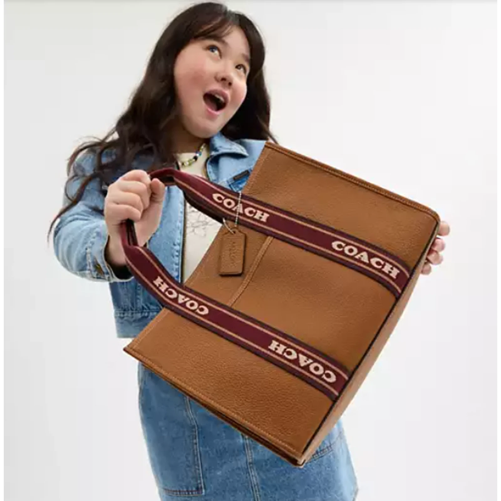 Borsa a tracolla Coach Smith Tote Bag in pelle argento Penny Multi Cu997 nuova con etichetta