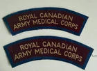 WW2 PAIR ROYAL CANADIAN ARMY MEDICAL CORPS RCAMC CANADA MILITARY SHOULDER BADGES