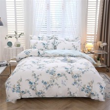 Blue Floral Duvet Cover Set King Size 3 Pieces, 100 Cotton Duvet Cover with ...