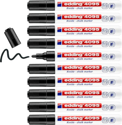 4095 Chalk Marker - Black - 10 Chalk Pens - round Tip 2-3 Mm - Medium-Tipped Wet