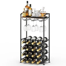 Freestanding Floor Wine Rack16 Bottles Wine Shelf for KitchenDining RoomHomeO...