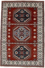 Handmade 6X9 Kazak Oriental Rug Vintage Style Geometric Tribal Design Carpet