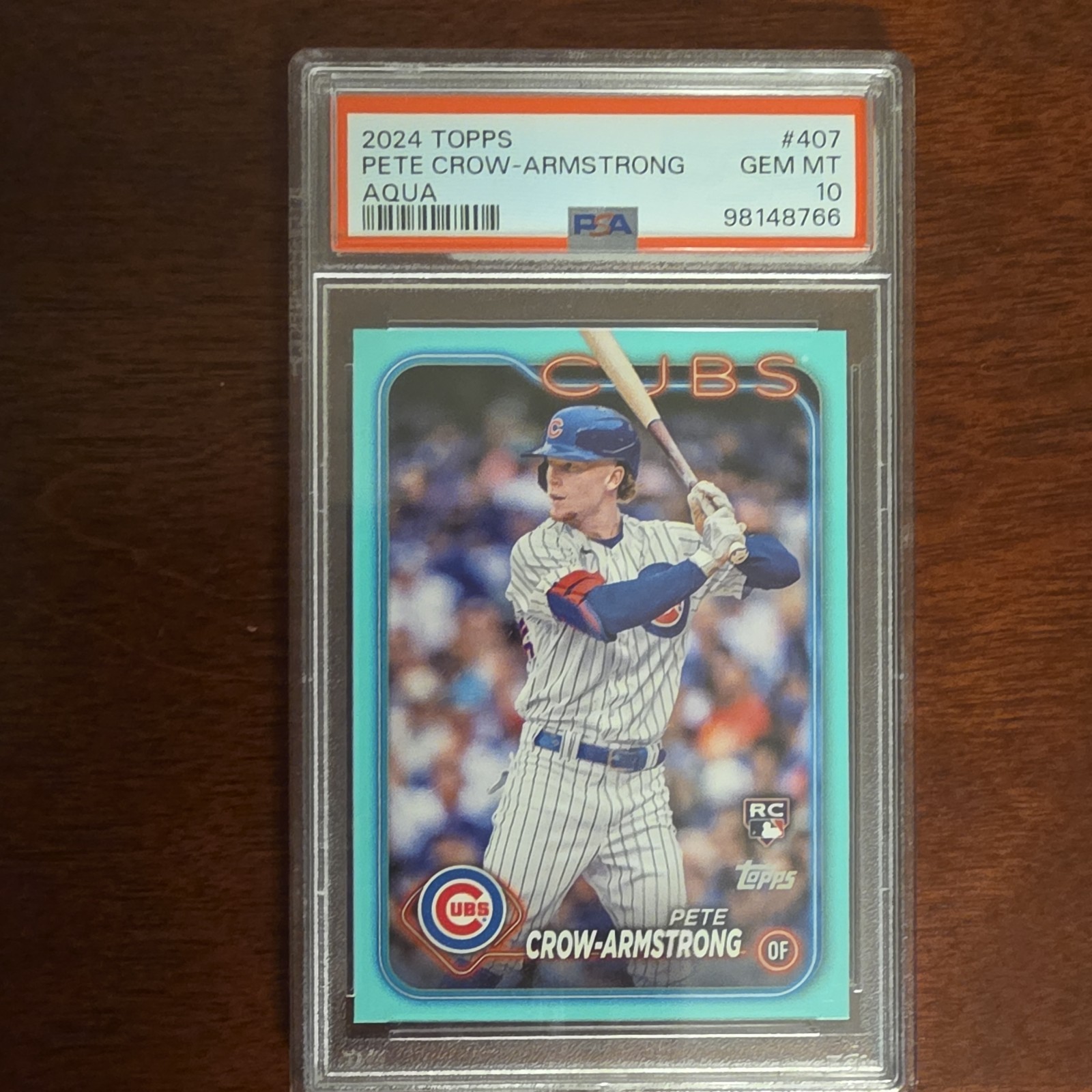 2024 Topps Series 2 Aqua Pete Crow-Armstrong #407 PSA 10 Rookie Cubs Baseball