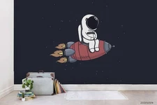 3D Space Rocket Astronaut Illustration Wall Murals Wallpaper Murals Wall Sticker