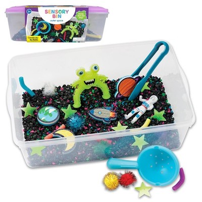 Outer Space Sensory Bin Kit with Glow Stars Alien Space Rocks for Kids 3-5