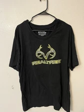 RealTree Mens Black Green Camo Logo Graphic T-Shirt 2XL