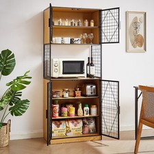 72in Tall Kitchen Pantry Cabinet, Large Freestanding Storage Cupboard Oak