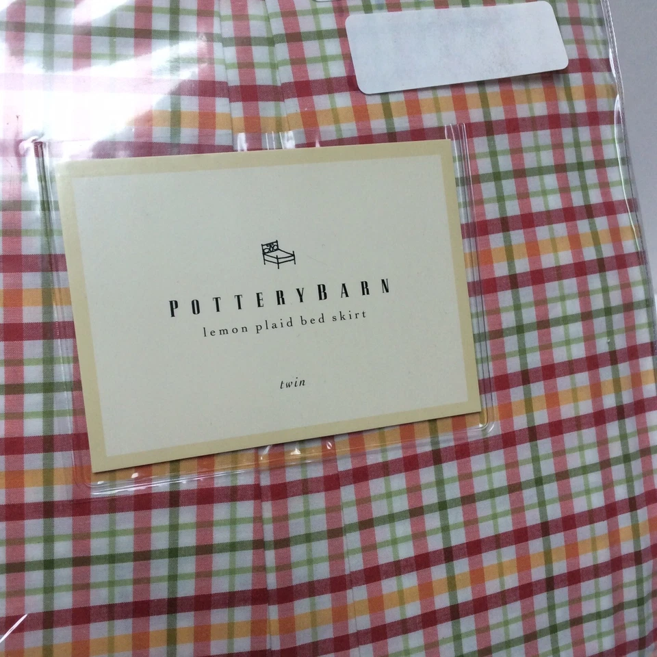 Юбка для двуспальной кровати Pottery Barn PB «Lemon Plaid» розовая зеленая желтая весенняя детская для девочек - Изображение 2 из 4
