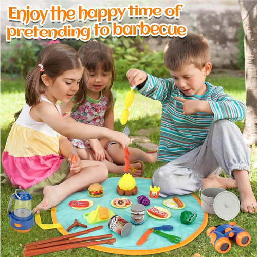 Juego de juguetes de camping para niños con fogata y comida para jugar en interiores/exteriores - Imagen 3 de 12