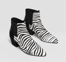 Bottines Stradivarius Véritable Cuir Poulain Motifs Zèbre T.37 NEUVES DS L/BTE