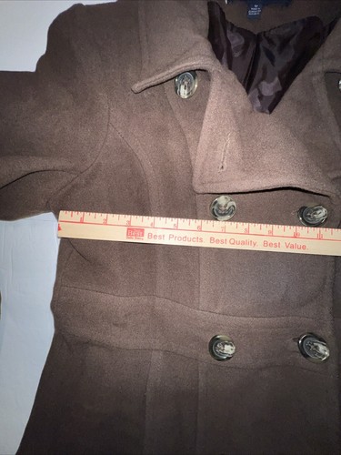 Anne Klein Pea Coat Women’s Medium Brown Wool Blend Classic Winter Lined - Picture 4 of 19