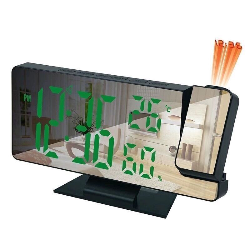 LED Projection Alarm Clock Digital Clock Projector Temperature Display Snooze