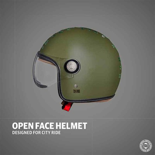 ROYAL ENFIELD "CHOPPER MLG CAMO HELMET WITH CLEAR VISOR BATTLE GREEN" - Picture 4 of 8