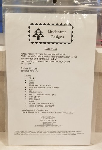 Lindentree Designs Lights On The Chesapeake Quilt Wall hanging PATTERN #103 NEW - Picture 2 of 2
