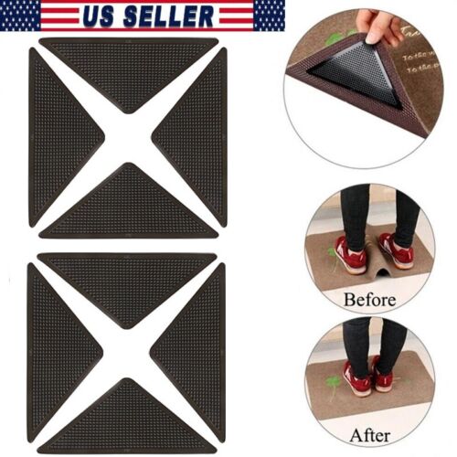 8× Reusable Rug Carpet Mats Grippers Anti Slip Stopper Washable Grips Corner Pad - Picture 12 of 14