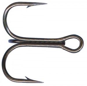 (100) #2 Short Shank Mustad #35657BR Round Bend Treble Fishing Hooks Brnz NIPz