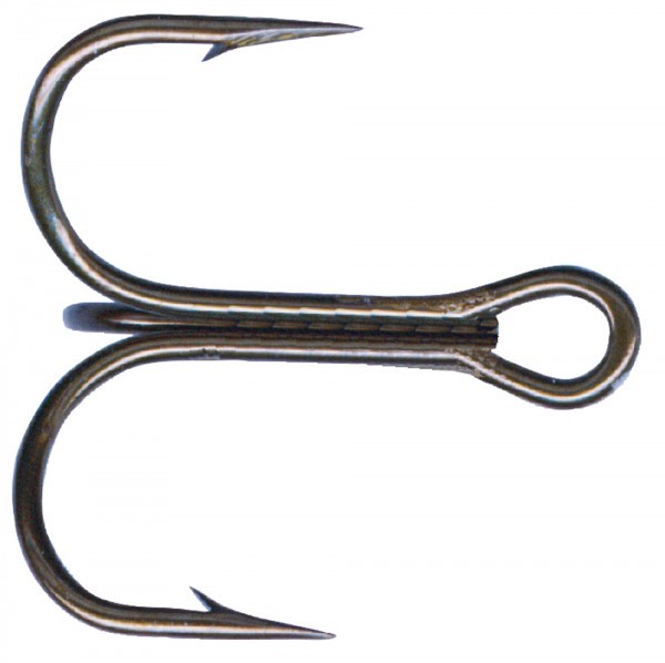 (100) #2 Short Shank Mustad #35657BR Round Bend Treble Fishing Hooks Brnz NIPz