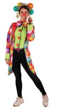 Clown Mantel mit Luftballon-Druck Karneval Fasching Kostüm Damen 